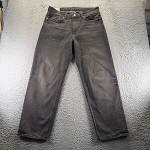 H&M Jeans Mens 36x30 Black Cotton Denim Straight Loose Baggy Outdoor Workwear